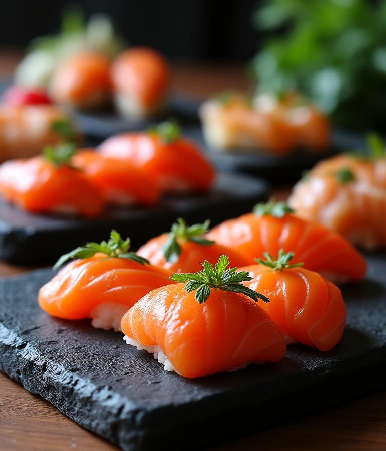 高級感あふれる日本のケータリング料理の盛り付け